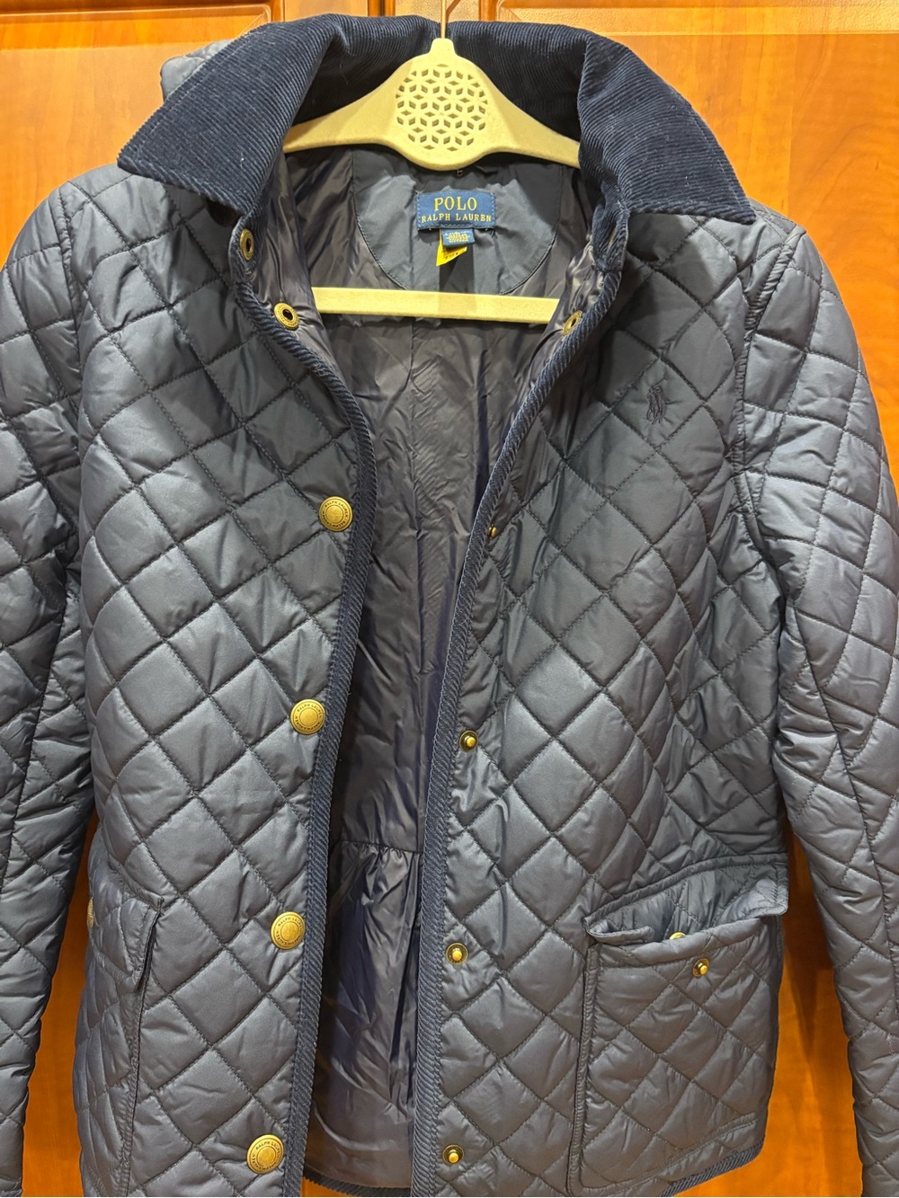 Polo by Ralph Lauren Navy Quilted Jacket with Corduroy Collar